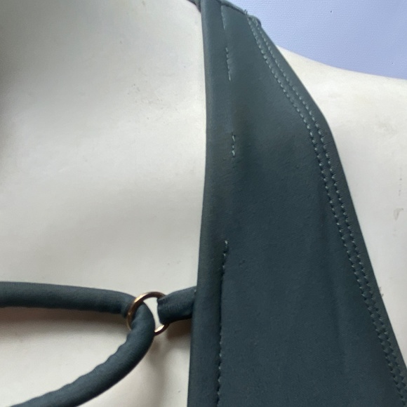 Forever 21 Womens One Piece Swim Suit Medium Forest Green Lace Front Back Zipper - Picture 6 of 16